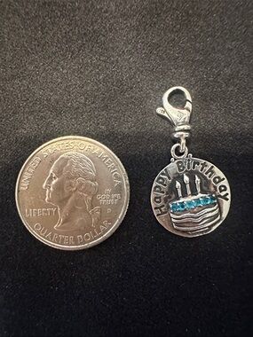 Silpada Happy Birthday Silver Charm with Blue Accents
